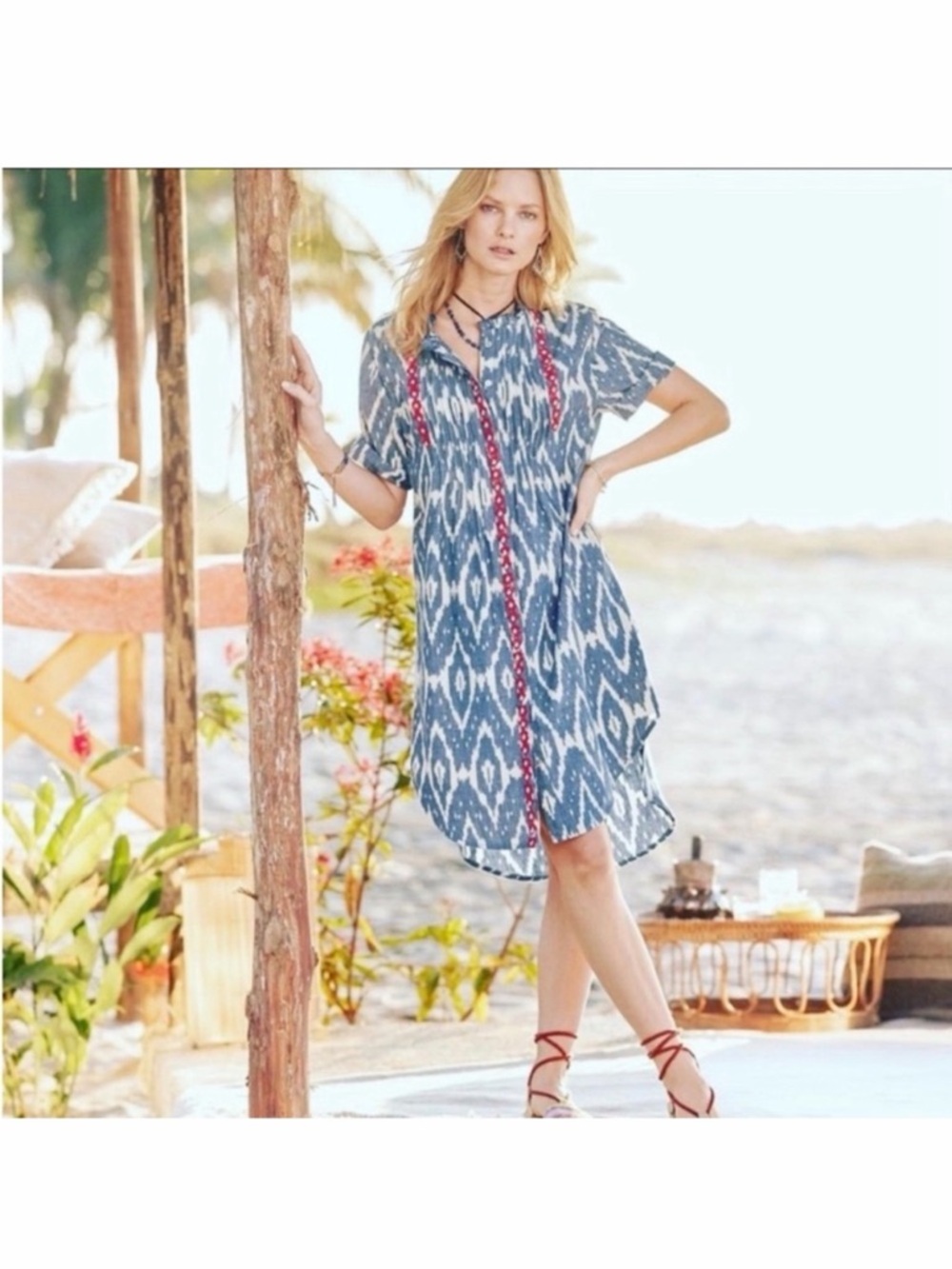 Sundance Isabel Ikat Print Tunic Shirt Dress